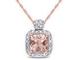 Morganite and Diamond Pendant Necklace 7/10 Carat (ctw) in 10K Rose Gold with chain